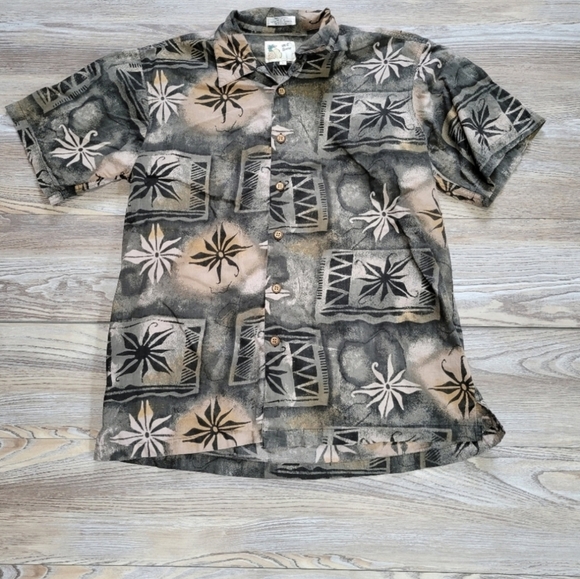 Vintage Hawaiian button up Short Sleeve shirt Mens Size Large brown - Picture 7 of 8